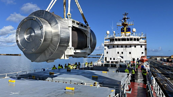 Ship modified for transport of used MOX fuel